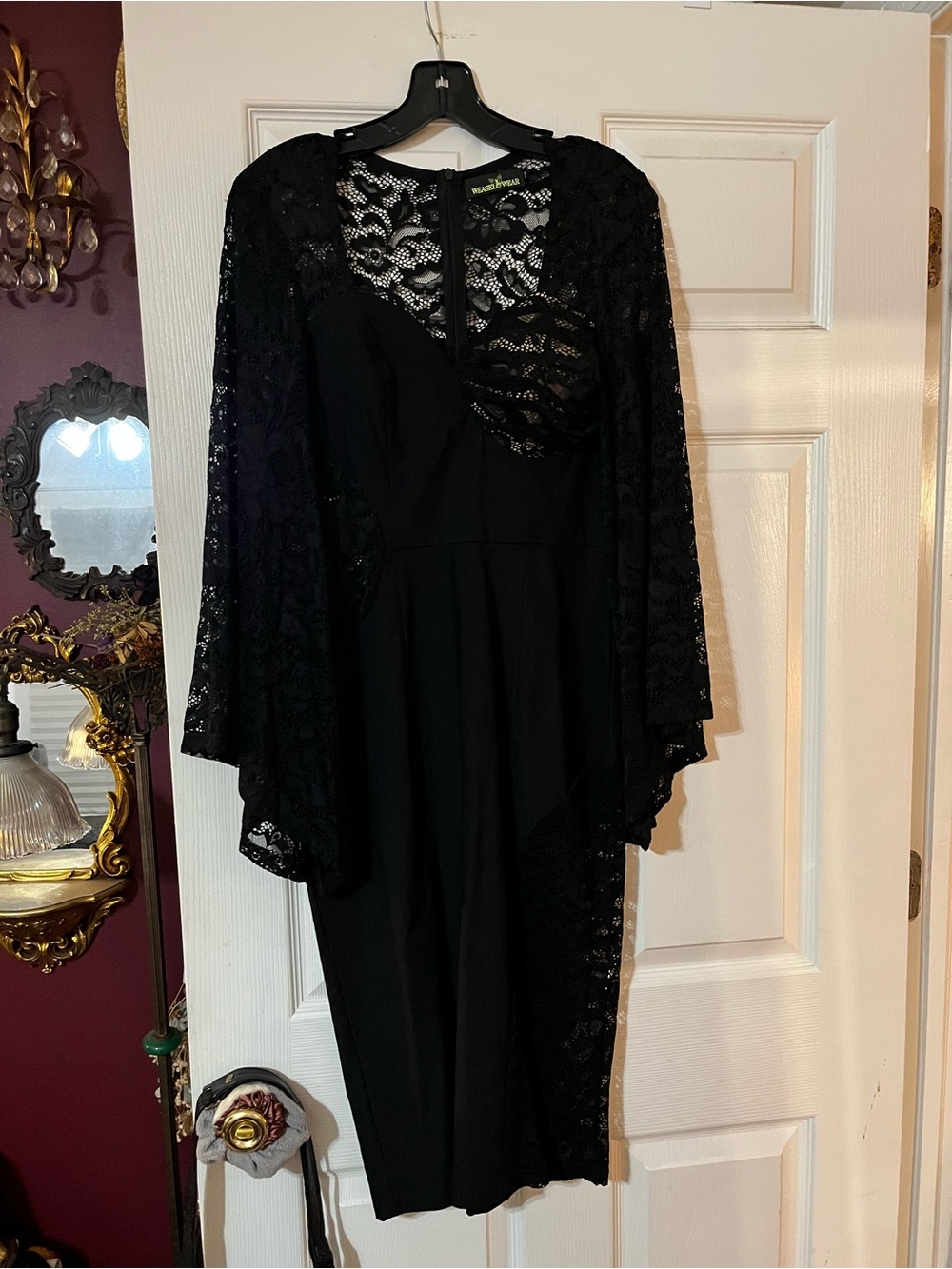 Vintage-Inspired Black Lace Pencil Dress Weasel Wear size M - Picture 2 of 8